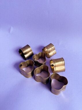 Vintage Brass Napkin Rings - Set of 7